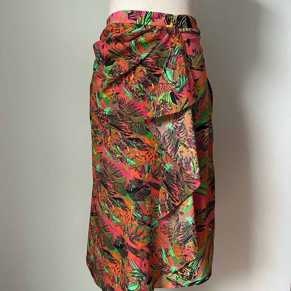 Red and Green Midi Wrap Skirt for Cocktail Occasions